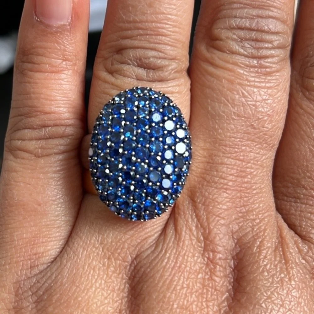 Sterling Silver 925 Genuine Sapphire Face Ring.